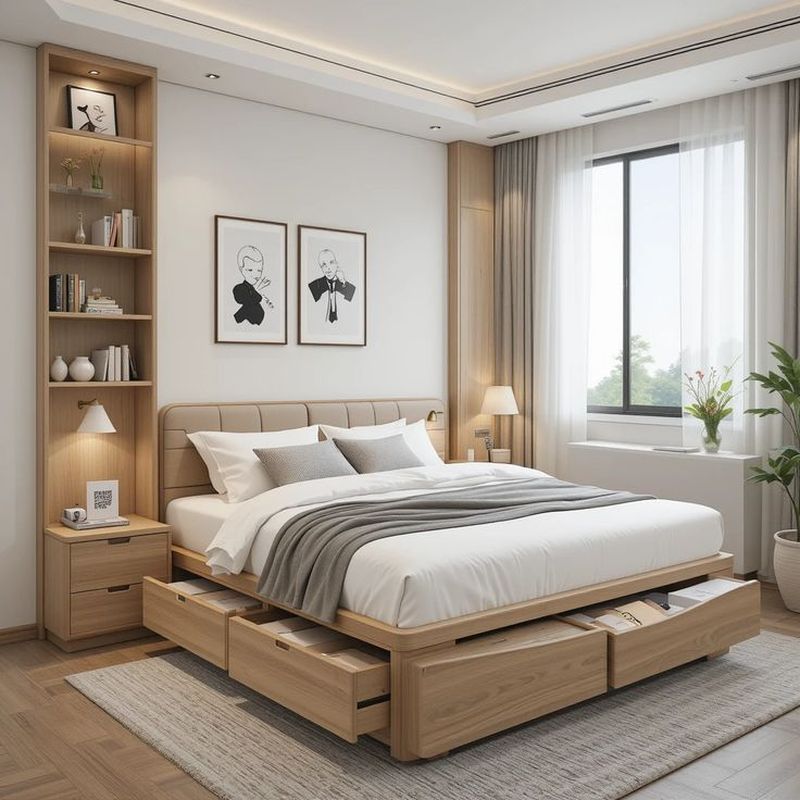 Giường ngủ gỗ MDF bọc nệm 1
