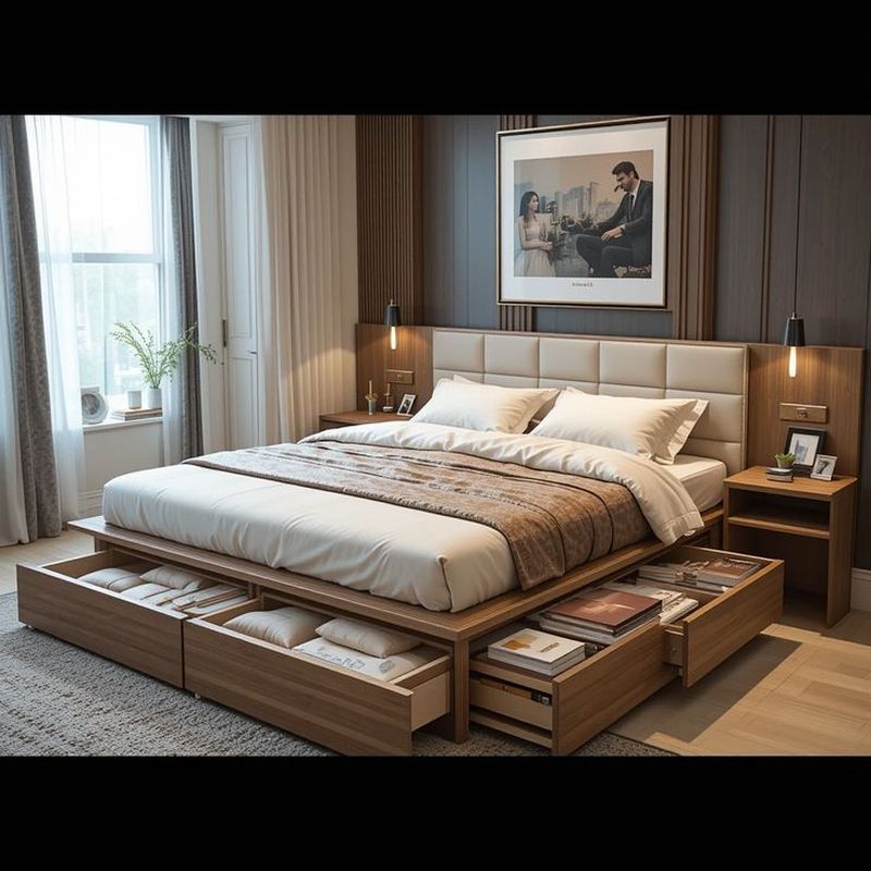Giường ngủ gỗ MDF bọc nệm 2