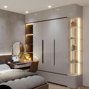 Tủ quần áo kết hợp kệ trang trí 1