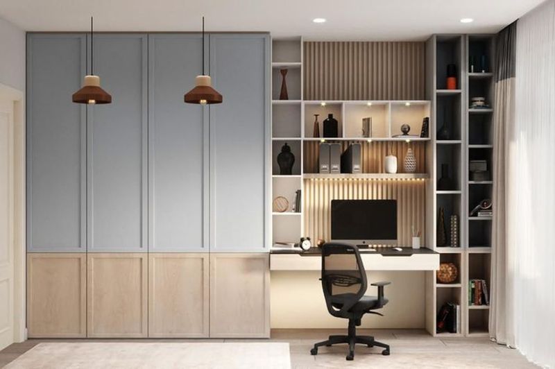 Tủ quần áo kết hợp kệ trang trí 12
