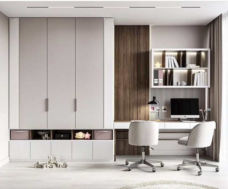 Tủ quần áo kết hợp kệ trang trí 11