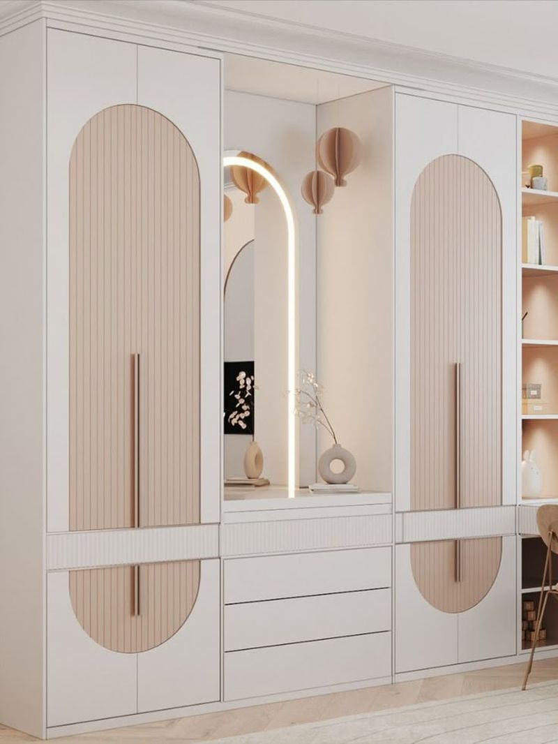 Tủ quần áo kết hợp kệ trang trí 8
