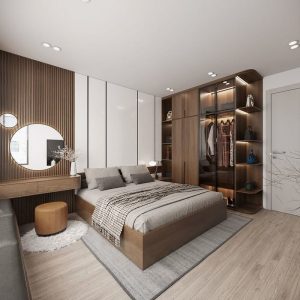 Tủ quần áo kết hợp kệ trang trí 2