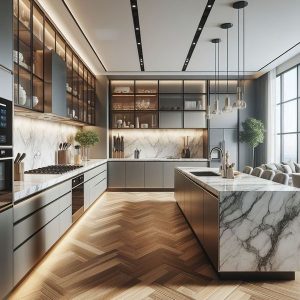 Tủ bếp nhôm cánh kính 2