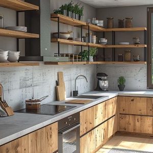 Tủ bếp nhôm Giả Gỗ 2
